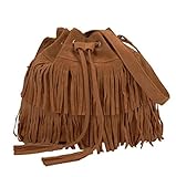 Mujer Bolso de cubo - Sannysis - Hot hombro de la borla Mensajero (Marrón)