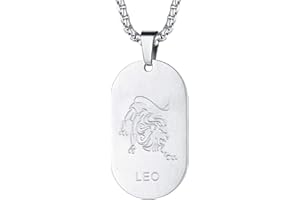 FaithHeart Collier Signe Astrologique Homme Femme Acier Inoxydable,Pendentif Plaque Militaire Zodiaque avec Chaîne Réglable