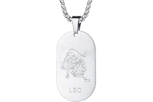 FaithHeart Collier Signe Astrologique Homme Femme Acier Inoxydable,Pendentif Plaque Militaire Zodiaque avec Chaîne Réglable
