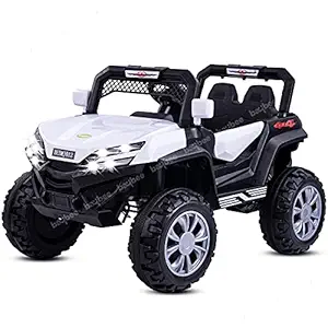Baybee Hunk Electric Ride on Car for Kids with Rechargeable Car for Kids, Music, Lights Baby Toy Cars with R/C Motor Jeep Children Racing Car for Kids Boys & Girls Age 2 to 8 Years (White)