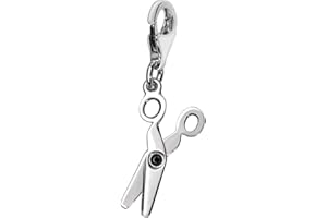 Quiges 925 Sterling Silver Barber Scissors Clip On Lobster Clasp Charm Pendant