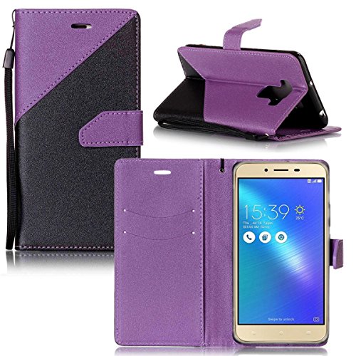 Erdong   funda Para Asus Zenfone 3 Max ZC553KL 5 5   Flip Book-style Superior Dual color PU de la carpeta de cuero de dise  o  P  rpura  Con la funci  n del soporte y ranuras titular de la tarjeta para Asus Zenfone 3 Max ZC553KL 5 5 