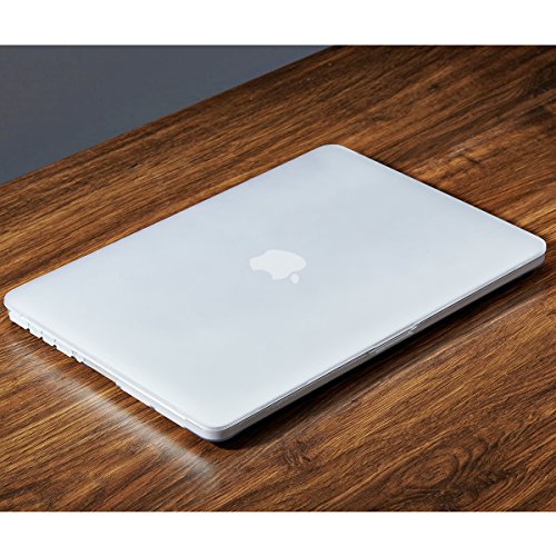 LENTION Matte Hartschale für MacBook Pro (Retina, 13″, Ende 2012 zu Anfang 2015) Modell-A1425/A1502, LENTION Durchsichtige Plastikabdeckung & Schale für Mac Book Laptop, matte Hülle mit Gummifüßen, mit Anti-Staub Port Stecker – Transparent Weiß - 6
