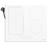 White Induction Hob 4 Burners with Flexible Zone and Plug, 3500W | Recessed Induction Hob 60 cm, Boost, Ceramic Induction, To