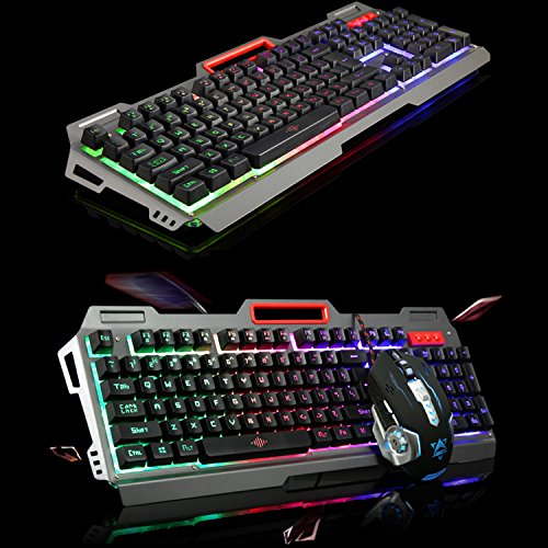 urchoiceltd® 2016 Ajazz X5 + Rainbow Hintergrundbeleuchtung Gaming Tastatur + 800/1200/1600/2400DPI 6 Tasten pro Gaming Maus + schwarz Tempel Mauspad - 7