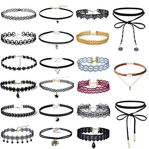 tpocean – Juego de 21 Vintage Punk adhesivo de encaje Gargantilla