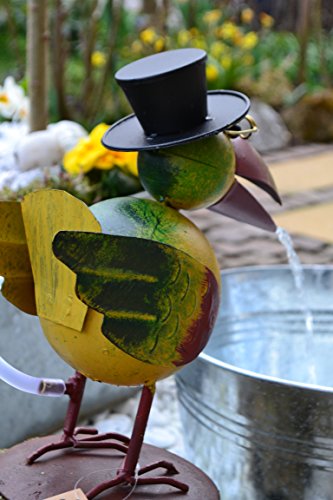 Wasserspeier - lustiger stabiler Wasserspeier mit Pumpe für den Teich, Höhe 23 cm - robuste Ausführung, Metall