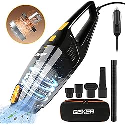 GEKER Aspirateurs Intérieur Pour Auto 6Kpa 12V 120W Aspirateurs à Main avec Fil 4.5M Aspirateur Portable Léger avec Filtre HEPA en Acier Inox Cyclonique pour Bureau, Maison, Animaux, Voiture