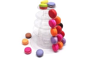 Venga amigos Macaron Tour de Gateau Stand 6 Niveaux Présentoir à Gâteaux Transparent Cupcake Macarons Support de Gâteau Rond pour Anniversaire Fête Mariage Gâteaux de Célébration
