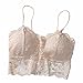Produktbild LULO Damen Bustier Bra Spitze gewickelt BH mit Brustpolster, Rücken Kreuzband BH, Frauen Sexy Sport Unterwäsche, elegante Weste Frauen Wäsche Blumen Spitze nahtloser Bralette Büstenhalter (Beige)