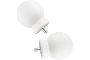 GORGECRAFT 2 PZ Rotonda Asta per Tenda Finali Tendaggi Pole Ball End Bianco di Ricambio Decorativo End Head Caps per Home Office 5/8 Pollici Bastone per Tenda