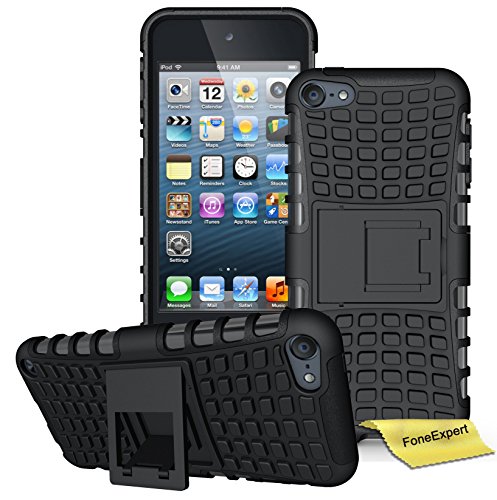 Preisvergleich Produktbild iPod Touch 5 Handy Tasche, FoneExpert® Hülle Abdeckung Cover schutzhülle Tough Strong Rugged Shock Proof Heavy Duty Case für Apple iPod Touch 5th Generation + Displayschutzfolie (Schwarz)