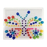 Fajiabao 318pcs Intelligence Learning Education Board Building Bricks Blocks Jigsaw Puzzle Colorful Mushroom Nails Pegboard Game Toys Set Boys 4 Year olds