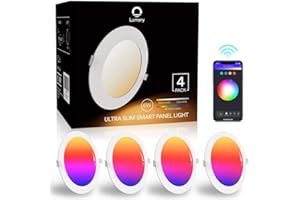 Lumary 6W Downlight LED Techo Emportrable Inteligente, Ø120mm x 20mm Redondo Ultradelgado WiFi APP Control, RGB y Blanco Regulable 2700-6500K, Compatible con Alexa y Google para Salón Cocina, 4 Pack