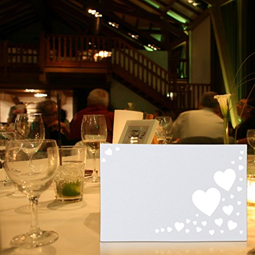 ULTNICE 50 Stück Herz hohlen Name Ort Karten Tischkarten Hochzeit Gast für Hochzeitsfeier - 5