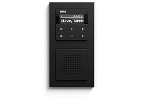 grenda-Hammer® | Internetradio IP Set mit Lautsprecher und 2-Fach Rahmen schwarz matt zur Unterputzmontage als Badradio