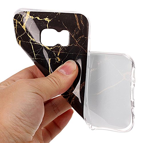 Cozy Hut Für Samsung Galaxy S7 Edge Handyhülle mit Marmor / Marble Design(schwarz / golden) | Handytasche | | Schale | | Hülle | | Case | Handy-etui | TPU-Bumper | Soft Case | Schutzhülle Cover für den optimalen Schutz ihres Samsung Galaxy S7 Edge (5,5 Zoll) – Gold schwarzer Marmor - 5