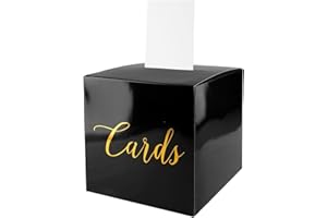 Bojueshaw Black Wedding Gift Card Box with Lid Slot,22cm Cards Holder with 10 Cards,Card Collection Box for Graduation,Birthday,Baby Shower,Retirement