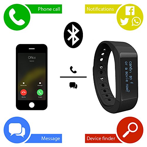 endubro i5 plus Fitness Armband – fitness tracker – smart bracelet – Smartwatch für Android Smartphone und iPhone, Schrittzähler, Push-Message und Anrufer – ID Benachrichtigung (Schwarz) - 4