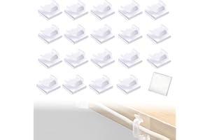 BQRKOTM 20 Piezas Clips de Cable de Exteriores con Cintas Adhesivas Mini Clips de Luz Clips de Decoración Ganchos Autoadhesivos Soporte de Alambre para Luz Hadas (Pequeño, Claro)