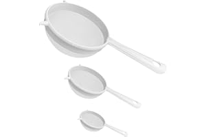 ZHUOHAI Lot de 3 passoires en plastique à mailles fines - Passoire à double oreille avec poignée - Tamis à farine pour la cuisine