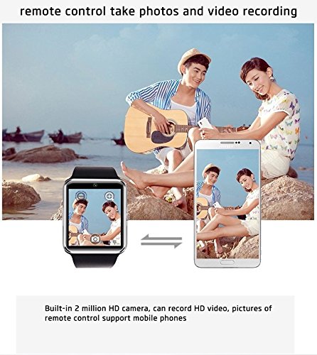 Corado Hill Bluetooth Smart Watch mit Kamera Schrittzähler SIM-Karte und Media Card Slots Activity Tracker für alle Android 4.2 und iPhone Smartphones (schwarz) - 7