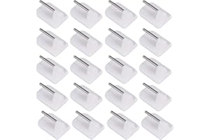 Fezf Paquete de 20 Ganchos autoadhesivos, Gancho Autoadhesivo de plástico, Barra de Cortina de Malla, no Requiere perforación