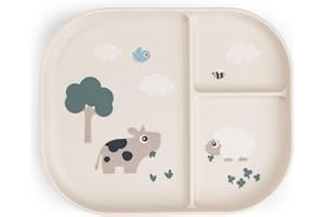 Done by Deer Foodie Kinderteller mit Unterteilung - Kinder & Baby Teller Rutschfest - BPA-Freies Kindergeschirr und Babygeschirr aus 100% PP in Lebensmittelqualität - 22x18x2 cm