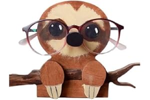 Lwuey Porta Occhiali in Legno A Forma di Animale, Simpatico Supporto Tavolo Raffinato Gioielli Orologi Braccialetti Espositore Ideale Decorare Ufficio Scrivania Regalo Compleanno Uomo Donna(Pigrizia)
