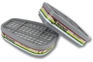 RHINO SMART SOLUTIONS Set de 2 Cartuchos Carbono Activo Rhino ABEK1 (Vapores Orgánicos, Inorgánicos, Gases Ácidos y Amoníaco) para Máscaras Completas y Semi-Máscaras Tipo RH-M101, RH-7011 y Máscara 3M