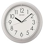 Seiko Wanduhr, Kunststoff, Silber, 32.8 x 32.8 x 3.9