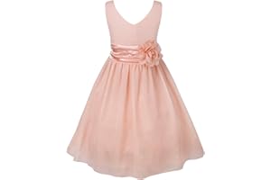 CHICTRY Big Kids Girl's V Neck Bow Sash Wedding Bridesmaid Dance Prom Ball Gown Flower Dress