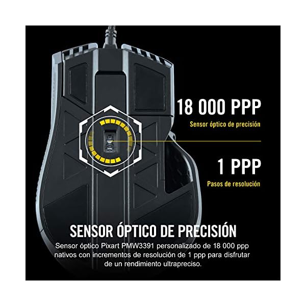 Corsair Ironclaw RGB - Ratón Óptico con Cable, USB, 18000 dpi, Negro - Image 4