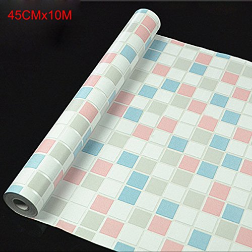 UNIQUEBELLA Vintage Simpel Retro Abstrakt Mosaik optik 3D Tapete Fototapete PVC Prägung Wandbild 45CM*19M für Wohnzimmer, Hotel, Flur, Büro und Schlafzimmer #2 - 5