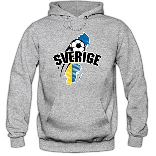 Schweden WM 2018 #1 Hoodie | Fußball | Herren | Blågult | Trikot | Nationalmannschaft © Shirt Happenz, Farbe:Graumeliert (Greymelange F421);Größe:XL