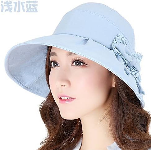 Women autumn sun hat, outdoor leisure elegant, fisherman hat, female summer sun hat,M (56-58cm) Regulation of sweat band,Blue water