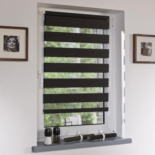 way2way Duo-Doppel-Rollo |dunkel anthrazit 80cm | Smartfix – Klemmfix – ohne bohren – viele Farben & Größen – Sichtschutz – lichtdurchlässig - 2
