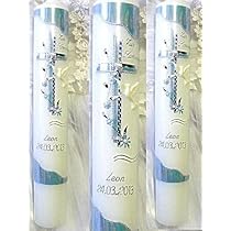 Candela Per Battesimo E Comunione - 40 Cm, Rosa E Argento, Con Lettere Adesive Personalizzabili - Foto 9