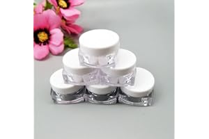 COSIDEA 50 pièces vides 10 g noir carré petit pot cosmétique en plastique récipient en pot pour maquillage baume à lèvres poudre échantillon en gros pots de crème en vrac avec couvercle noir conteneurs de