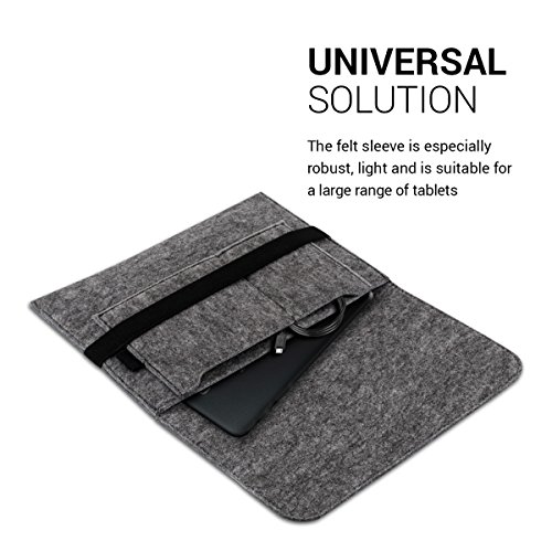 kwmobile Tablettasche Filz Sleeve für 9,7 – 10,1″ Tablet – Tablet Schutzhülle Tasche Case Hülle in Grau mit Innentaschen Innenmaße: ca. 28 x 21 cm - 3