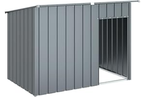 vidaXL Caseta para Perros con Tejado, Casa para Animales, Jaula para Perros Mascotas, Perrera Exterior, Acero Galvanizado Gris Antracita