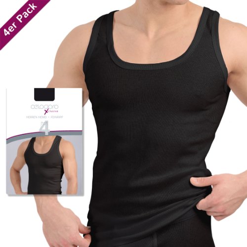 4er Pack Tank Top schwarz – Herren Unterhemd Feinripp (glatt) – Sportjacke – 100% gekämmte Baumwolle – Highest Standard – Einlaufvorbehandelt – original CELODORO Exclusive - 2
