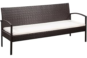 ‎VIDAXL vidaXL Garden Furniture 3-Seater Poly Rattan Garden Bench Lounge Sofa Bench Seating Set