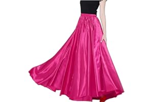 Backgarden Eleganter Damenrock aus Satin, lang, für Ballsaal, Bauchtanz, Performance, Kostüm, Kleid, 20 Meter