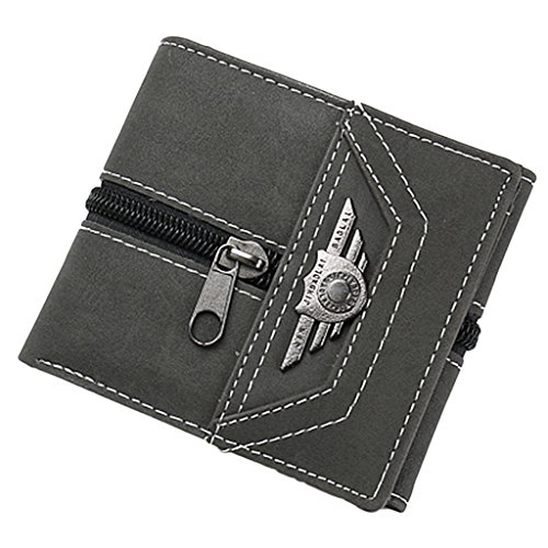 Gazechimp Bolso Monedero Largo de Cuero de Hombres de Tarjeta de Cr  dito de Nota con Cremalleras Lienzo 3 Colores - Gris