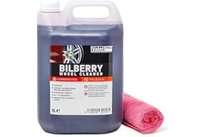 detailmate Valet Pro Bilberry Wheel Cleaner - Bidón de 5 litros, limpiador de llantas concentrado, paño de microfibra, 40 x 40 cm