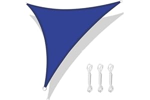 HEYOMART Sun Shade Sail Waterproof 2x2x2m Triangle, 98% UV Block PES for Garden Patio Sunscreen Canopy Sunsail with Free Ropes, Blue