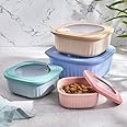 EVVIX Set of 4 Plastic Food Storage Container with Lids Airtight Cook& Store Mixing Bowl Set BPA-Free Plastic Bowl with Lids for Freezer Microwave Dishwasher Safe