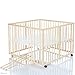 Wooden Baby Playpen 100x100 cm Niklas nature - base covered with PVC foil and height adjustable - 4 wheels