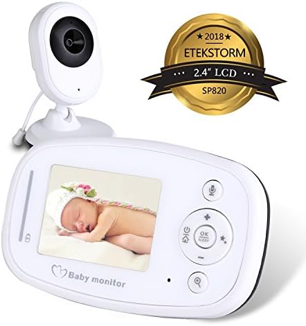 EtekStorm 2018 Newest Video Baby Monitor 2.4" LCD Screen Display With Night Vision, Two-Way Talk Audio, Lullabies, Temperature Sensor, Shelves And Long Range.